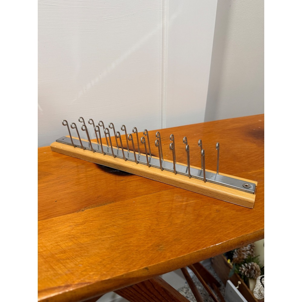 Vintage Wood and Metal Collapsible Tie Rack Wall Mount Closet Organizer 24 Hook
